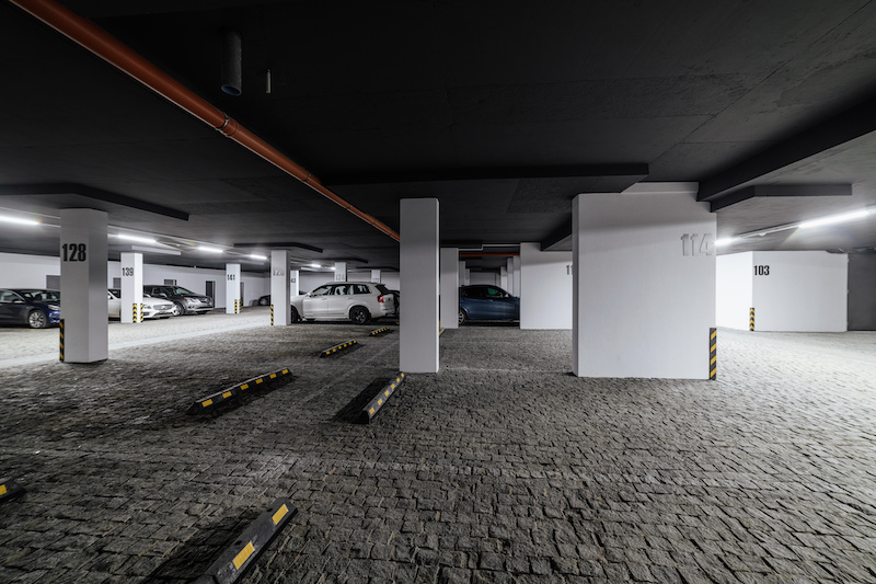 clean underground parking lot